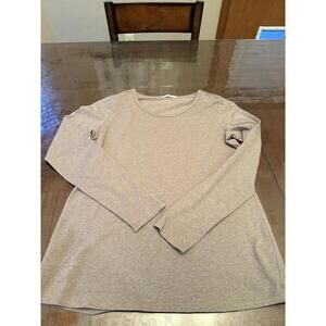 Peruvian Connection Pima Cotton Sccop-Neck Tee Women’s Large Beige